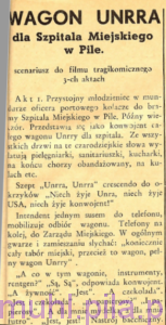 Wagon unrra dla Szpitala Miejskiego w Pile, w: Piła Mówi, 29 września 1946, rok 1, n4 4 (5), str. 7
